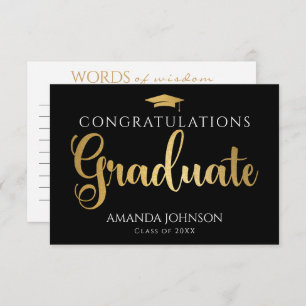 Modern Words of Wisdom Graduate Black Graduation Enclosure Card