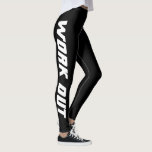Modern workout leggings for sport fitness gym<br><div class="desc">Black custom text workout leggings. Sporty clothing for women and teen girls. Personalizable tights with custom colour background and modern sleek typography. Make your own custom printed athleisure pants for fashion shoot, workout, gymnastics, dance, gym, fitness, work out training, yoga, jogging, figure skating, cheerleading, rowing, tennis, softball, volleyball, soccer, teams,...</div>