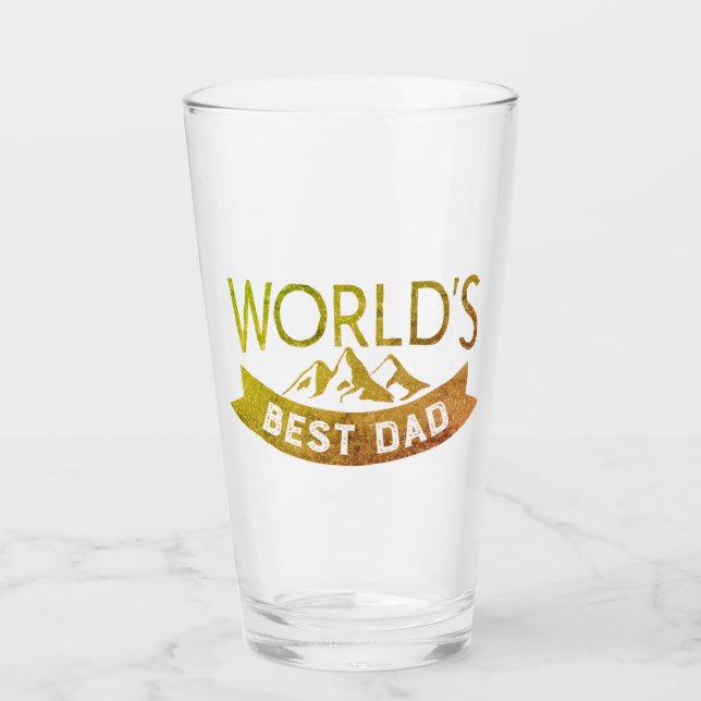 Modern "World's Best Dad" typography Father's Day Glass (Front)