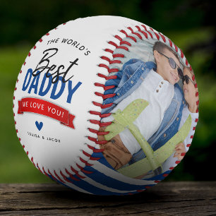 Modern 'World's Best' Daddy Photo Keepsake Basebal Baseball