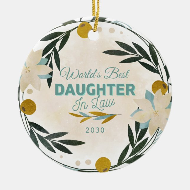 Modern World's Best Daughter In law Christmas   Ceramic Tree Decoration (Front)