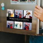 Modern WORLDS BEST GRANDMA Photo Collage Magnet<br><div class="desc">World's best grandma! Modern family fridge magnet keepsake,  this custom text photo collage design makes a beautiful display for your favourite pictures of children,  grandchildren,  weddings,  or any other special occasion. Great gift for grandparents! 2 lines of fully customisable text.</div>