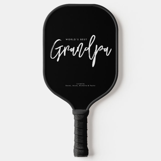 Modern World's Best Grandpa Personalized Pickleball Paddle (Front)