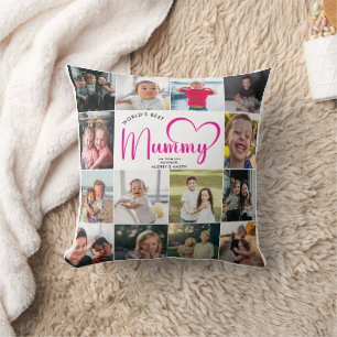 Modern World's Best Mummy Gift Photo Collage Cushion