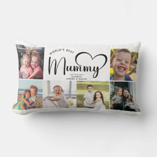 Modern World's Best Mummy Gift Photo Collage Throw Lumbar Cushion
