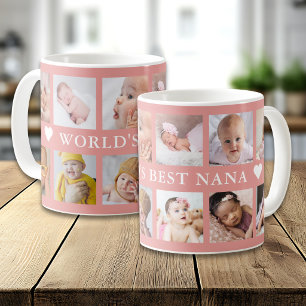 Modern World's Best Nana Pink 12 Photo Collage Coffee Mug