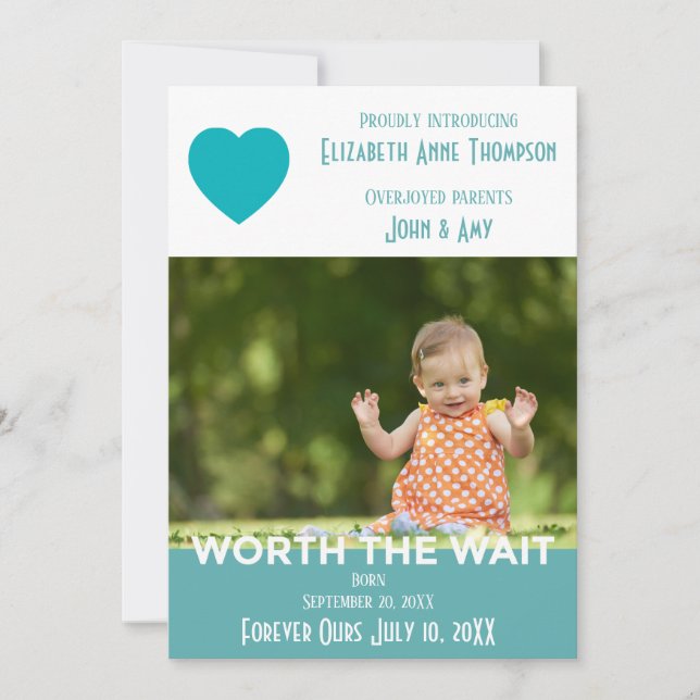 Modern Worth the Wait - Adoption Announcement (Front)