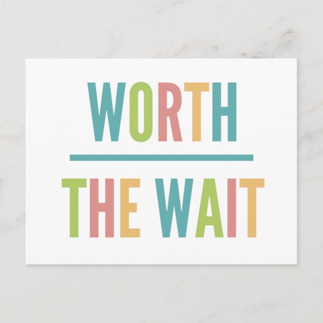 Modern Worth the Wait - Adoption, New Baby Announcement Postcard (Front)