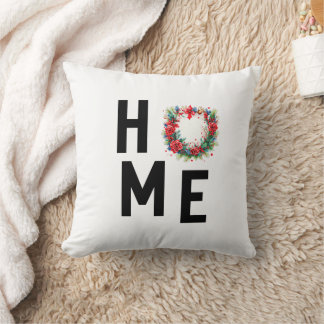 modern wreath, Christmas home throw pillow