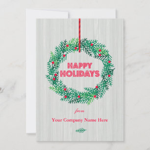Modern Wreath Corporate Holiday Card