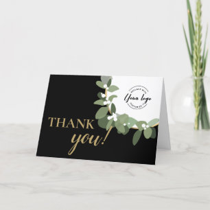 Modern Wreath custom logo Business Thank you   Holiday Card