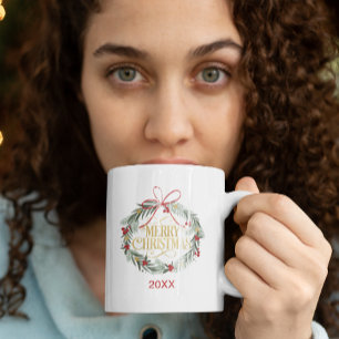 Modern Wreath Merry Christmas Mug