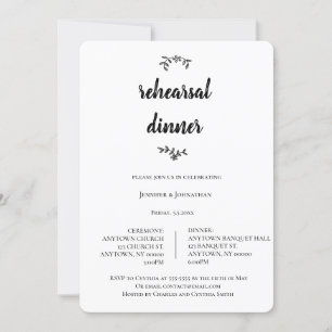 Modern Wreath Script Rehearsal Dinner Invitations