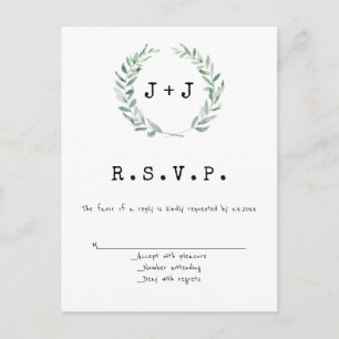 Modern wreath wedding RSVP cards