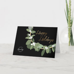 Modern Wreath Your Logo Company Holiday Gold black