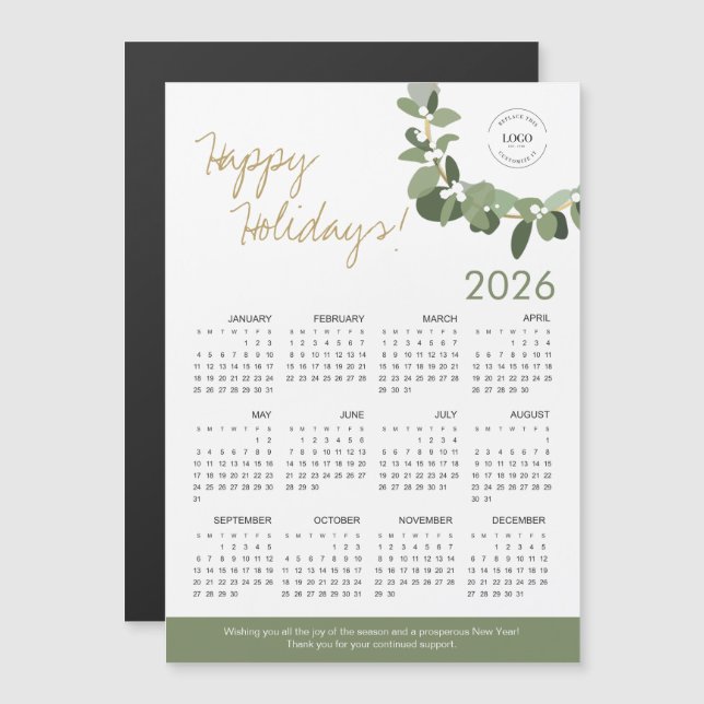 Modern Wreath Your Logo here 2022 Calendar (Front/Back)