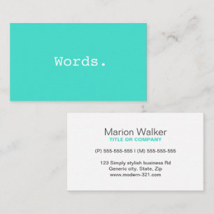 Modern writer publisher editor turquoise blue business card