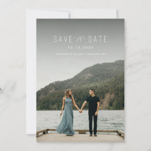 Modern Writing Save the Date White