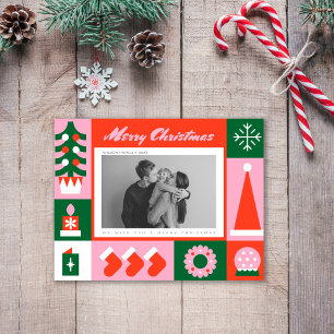 Modern Xmas Joy christmas holiday postcard