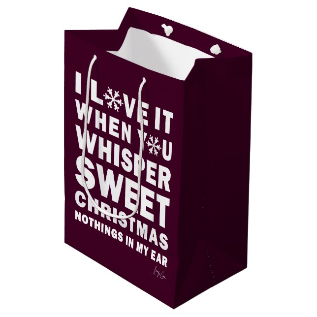 Modern Xmas Maroon, Burgundy | Sweet Xmas Medium Gift Bag (Front Angled)