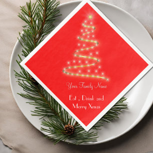 Modern Xmas tree in bright red Napkin