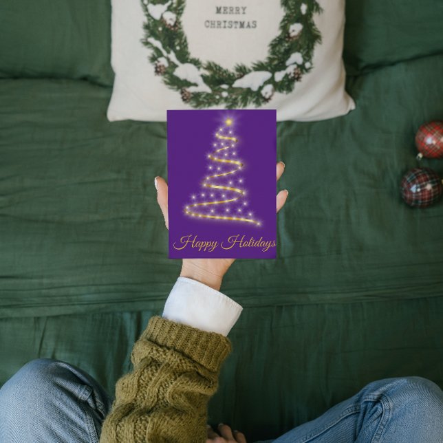 Modern Xmas tree in purple Holiday Postcard (Creator Uploaded)