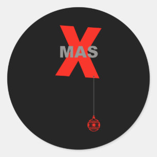Modern Xmas With Christmas Tree Ornament  Classic Round Sticker