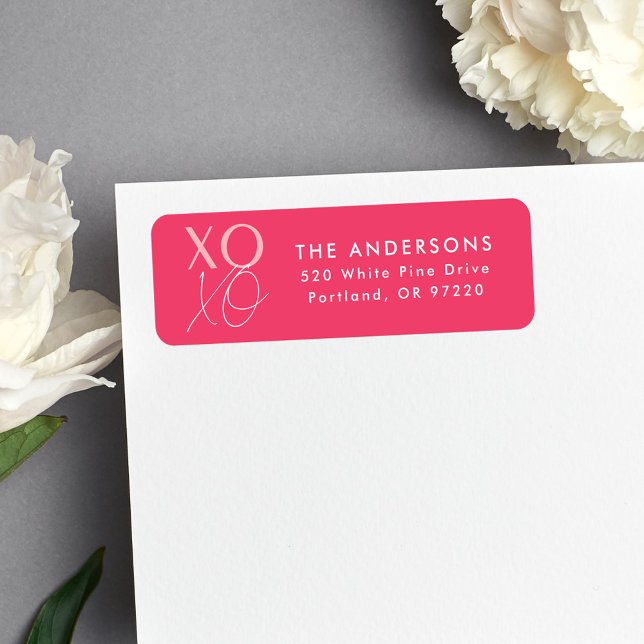 Modern XOXO Hot Pink Return Address (Creator Uploaded)