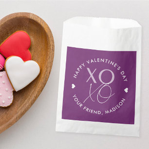 Modern XOXO Purple Personalised Valentine's Day Favour Bags