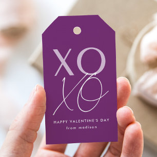 Modern XOXO Purple Valentine's Day Gift Tags