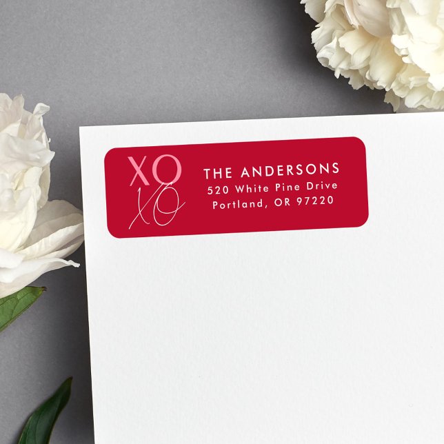 Modern XOXO Red and Pink Return Address (Creator Uploaded)
