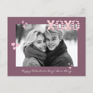 Modern XOXO Valentine's Day Custom Photo & Text Po Postcard