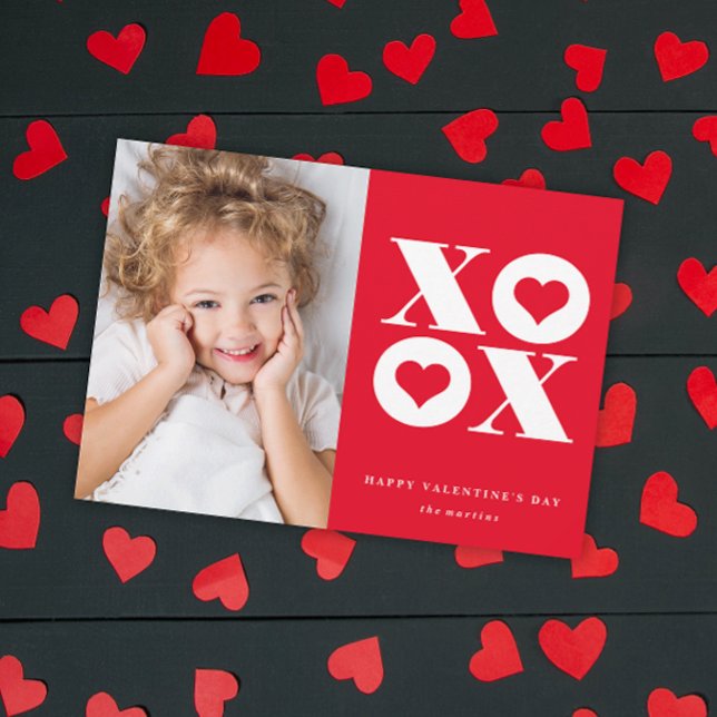 Modern XOXO Valentine's Day Photo Holiday Card (Creator Uploaded)