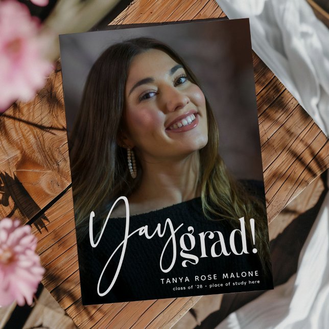 Modern Yay Grad' Photo Graduation Announcement (Creator Uploaded)