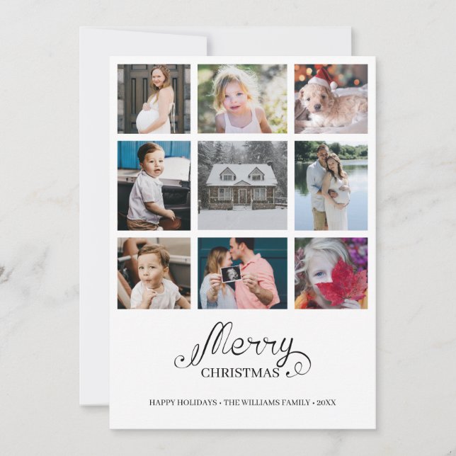 Modern Year in Review 9 Photo Collage Holiday Card (Front)