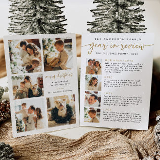 Modern Year in Review Card Family News Gold Simple