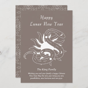 Modern Year of The Snake Beige Chinese New Year Holiday Card