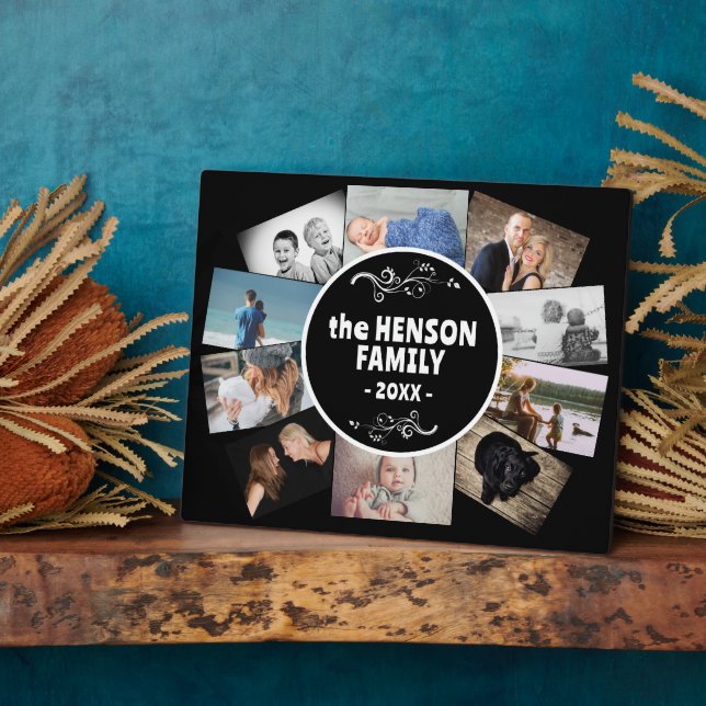 Modern Yearly Family 10 Photos Keepsake Plaque (Side)