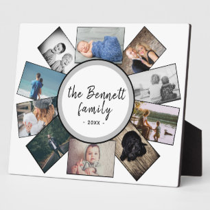 Modern Yearly Family Keepsake 10 Photo Collage Plaque