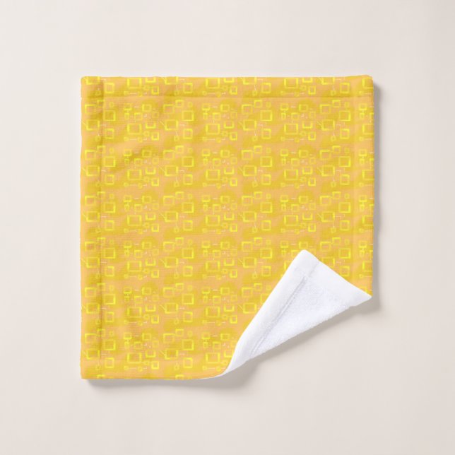 Modern Yellow Abstract Geometric Towel (Wash Cloth)