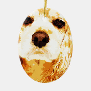 modern yellow American cocker spaniel Ceramic Tree Decoration