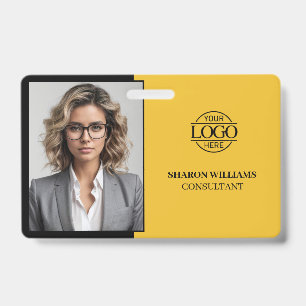 Modern Yellow and Black Company Employee Photo ID Badge