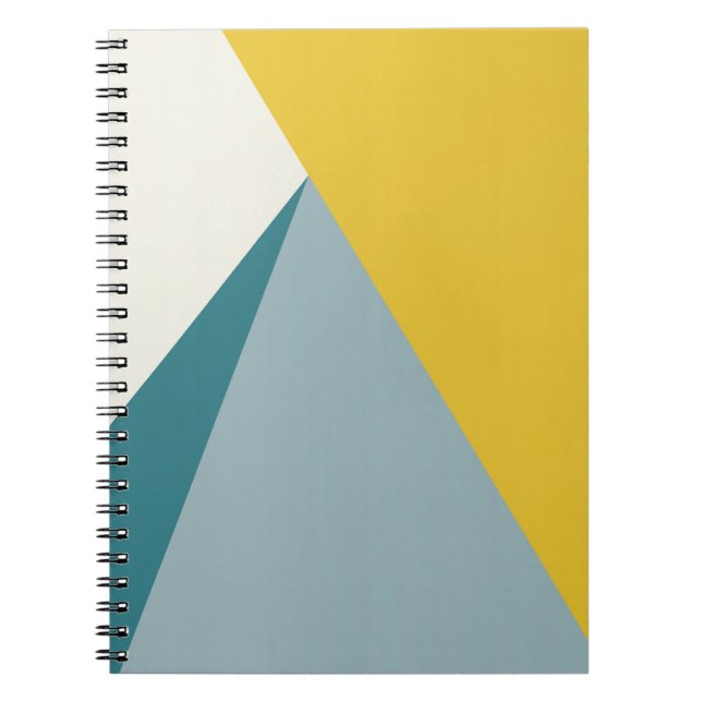 Modern Yellow and Blue Geometric Design Notebook (Front)