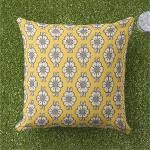 Modern Yellow and Grey Flower Cushion