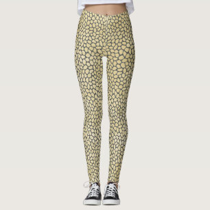 Modern Yellow and Grey Mosaic Animal Print Leggings