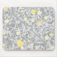 Modern Yellow and Grey Swirly Floral