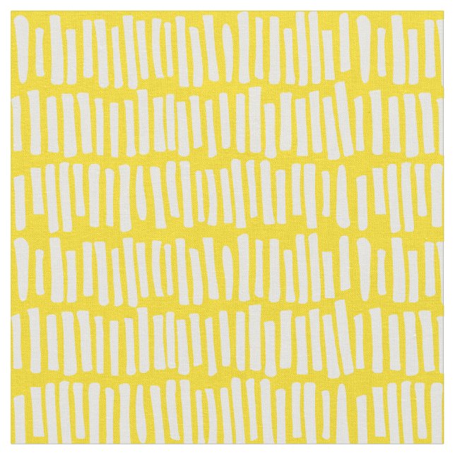 Modern Yellow and White Line Pattern Fabric (Close Up)