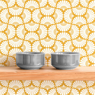 Modern Yellow And White Ogee Palm Fan Wallpaper