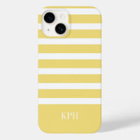Modern Yellow and White Stripe with Monogram