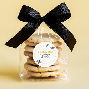 Modern Yellow Bee Day Kids Summer 4th Birthday Classic Round Sticker